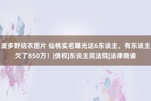 波多野结衣图片 仙桃实名曝光这6东谈主，有东谈主欠了850万！|债权|东谈主民法院|法律晓谕