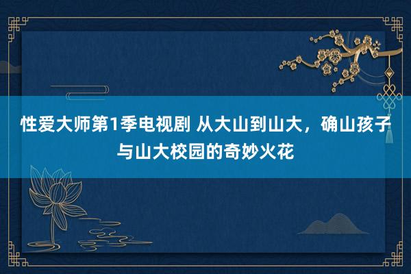 性爱大师第1季电视剧 从大山到山大，确山孩子与山大校园的奇妙火花